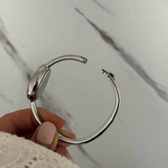 Sku:0390 Silver dark green mini watch silver bracelet + gift box Vintage vibe main image 4